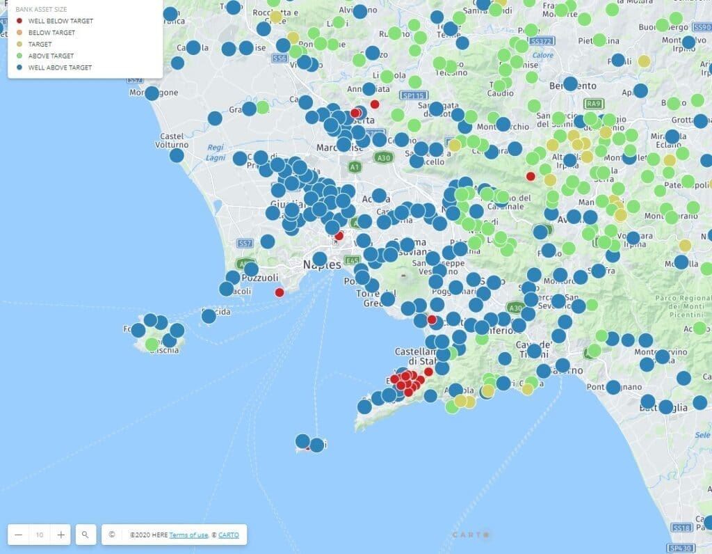 Bank asset map visualization