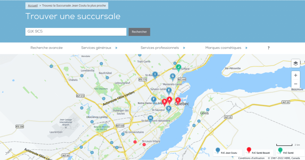 Localisateur de magasins Jean Coutu