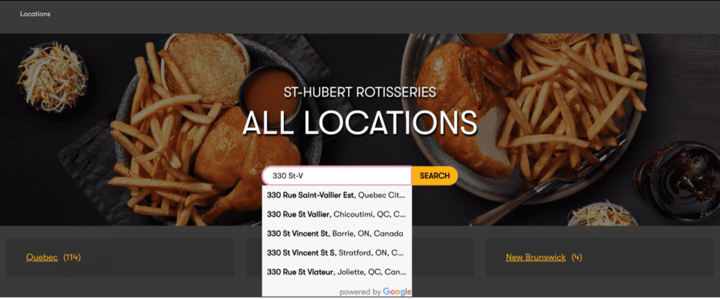 Address autocomplete St-Hubert