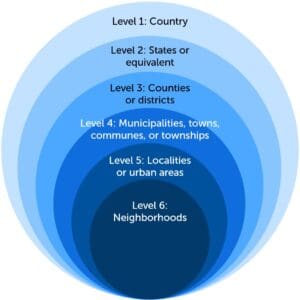 Precisely World Boundaries Levels