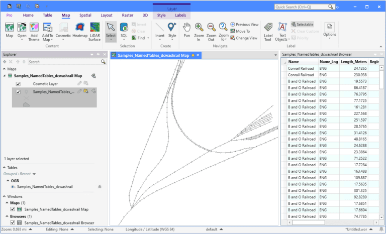 Table OGR dans MapInfo Pro